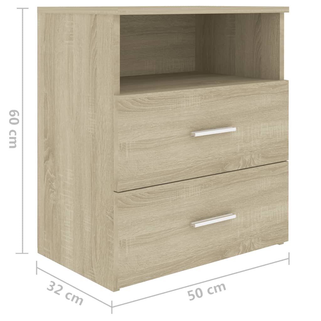 Tables de chevet 2 pcs. Chêne Sonoma 50x32x60 cm