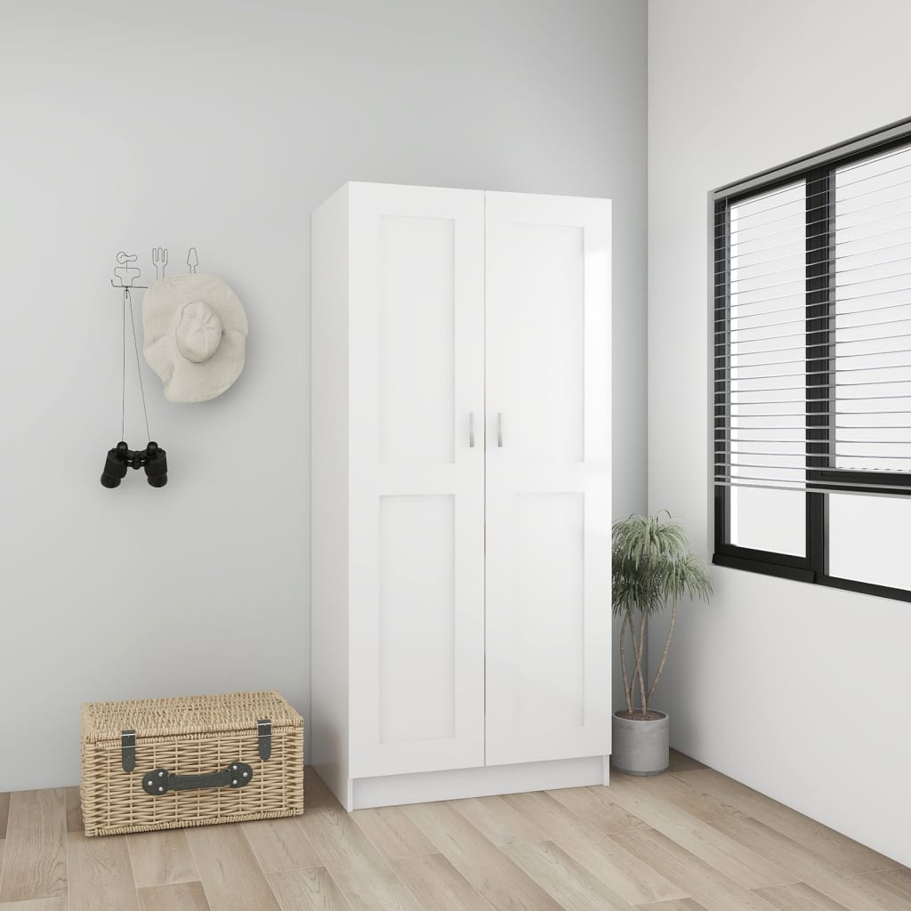 Kleiderschrank Hochglanz-Weiß 82,5x51,5x180 cm Holzwerkstoff