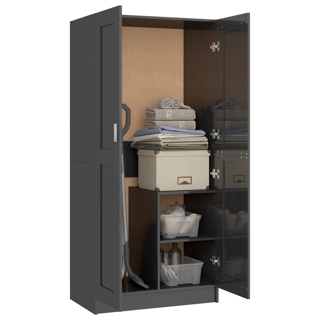 Kleiderschrank Hochglanz-Grau 82,5x51,5x180 cm Holzwerkstoff