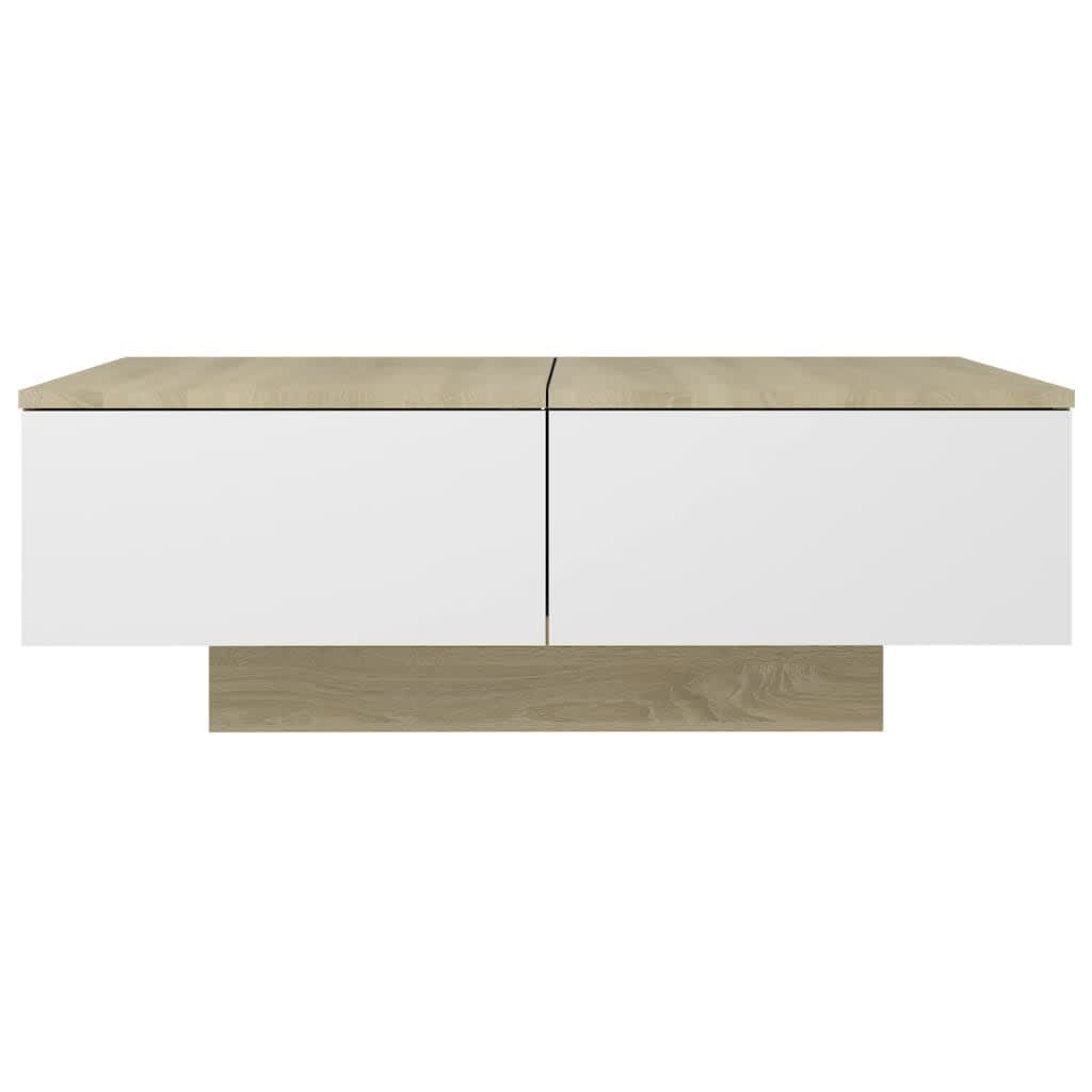Couchtisch Weiß und Sonoma-Eiche 90x60x31 cm Holzwerkstoff