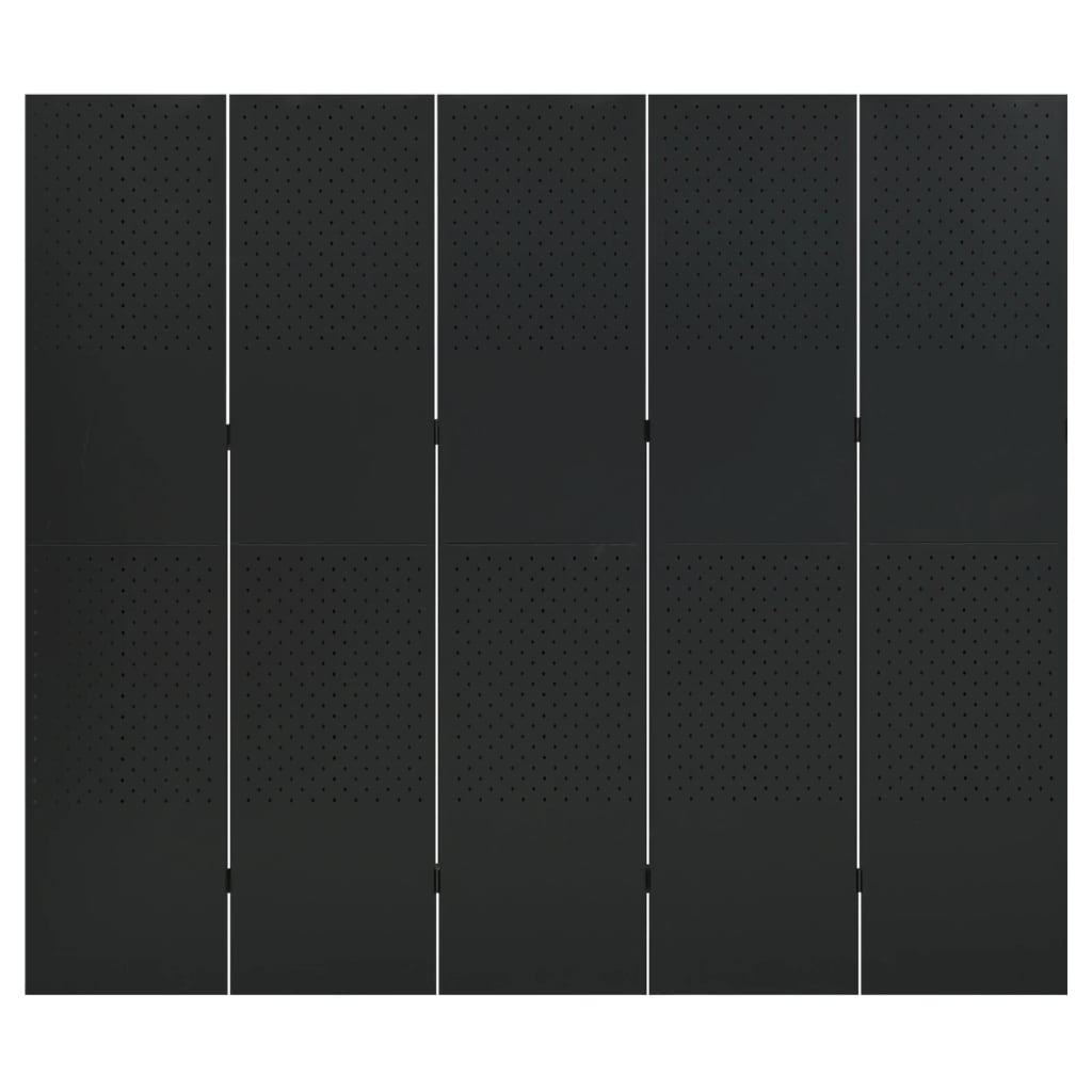 5-tlg. Raumteiler Schwarz 200x180 cm Stahl