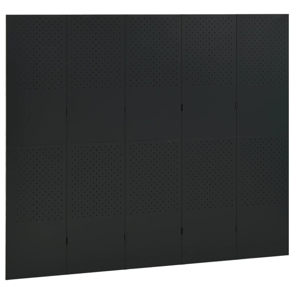 5-tlg. Raumteiler Schwarz 200x180 cm Stahl