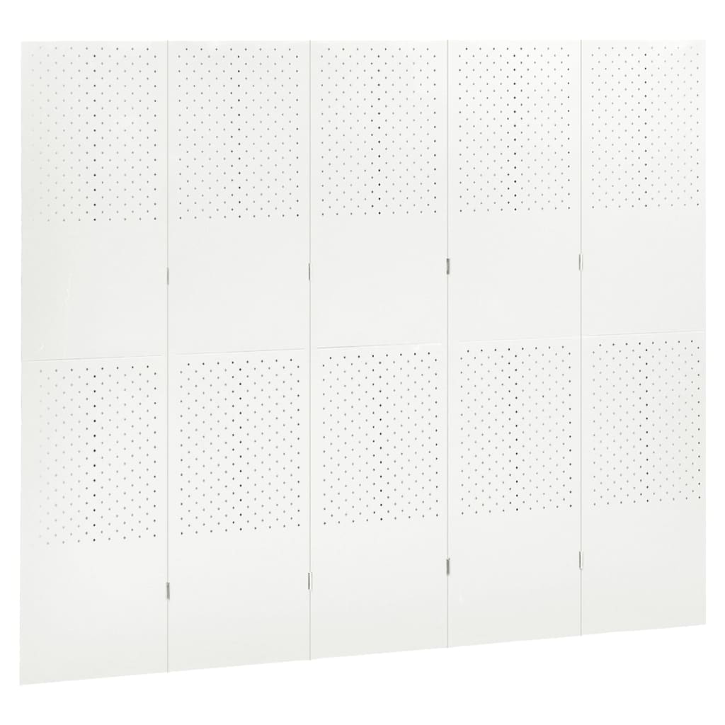 5-tlg. Raumteiler Weiß 200x180 cm Stahl