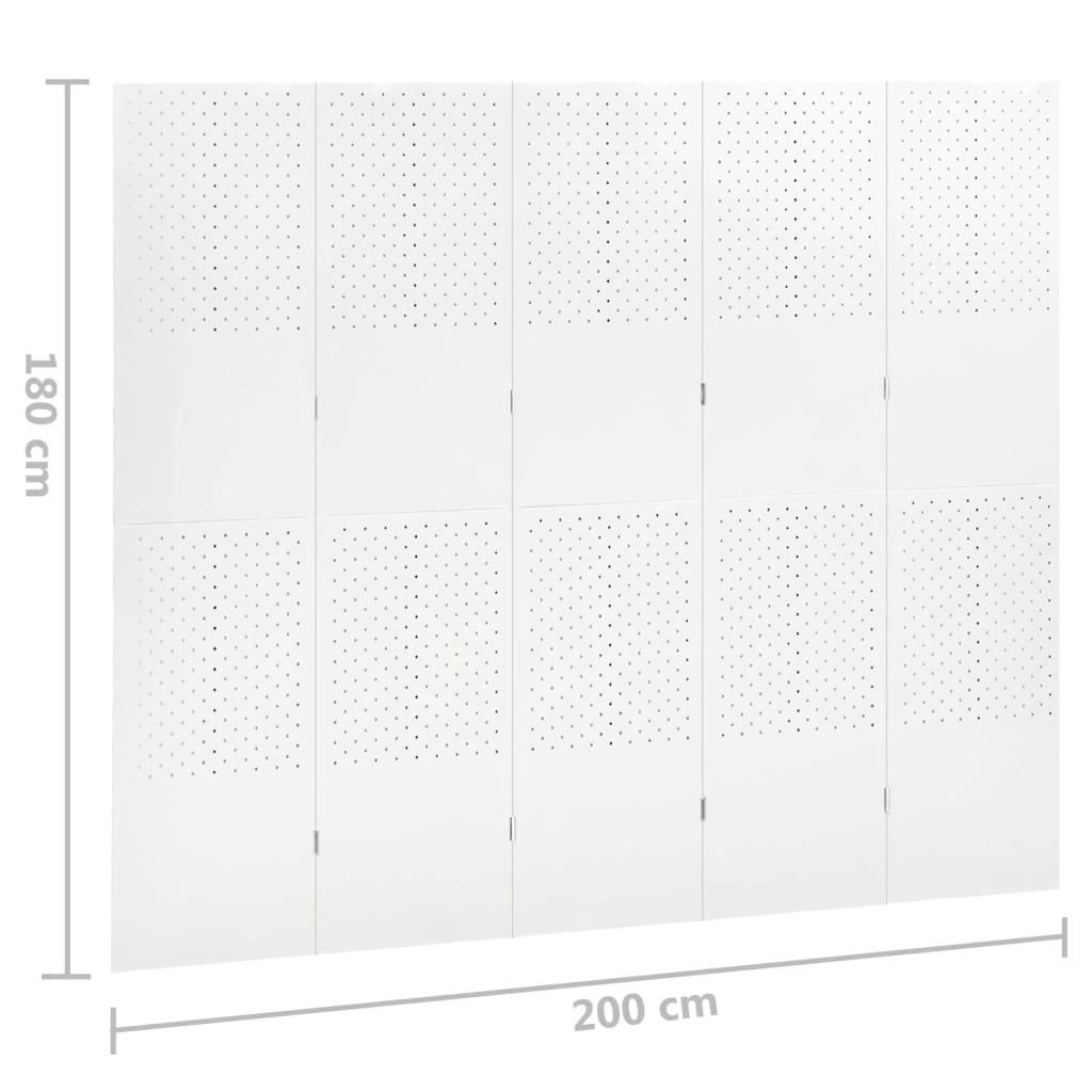 5-tlg. Raumteiler Weiß 200x180 cm Stahl
