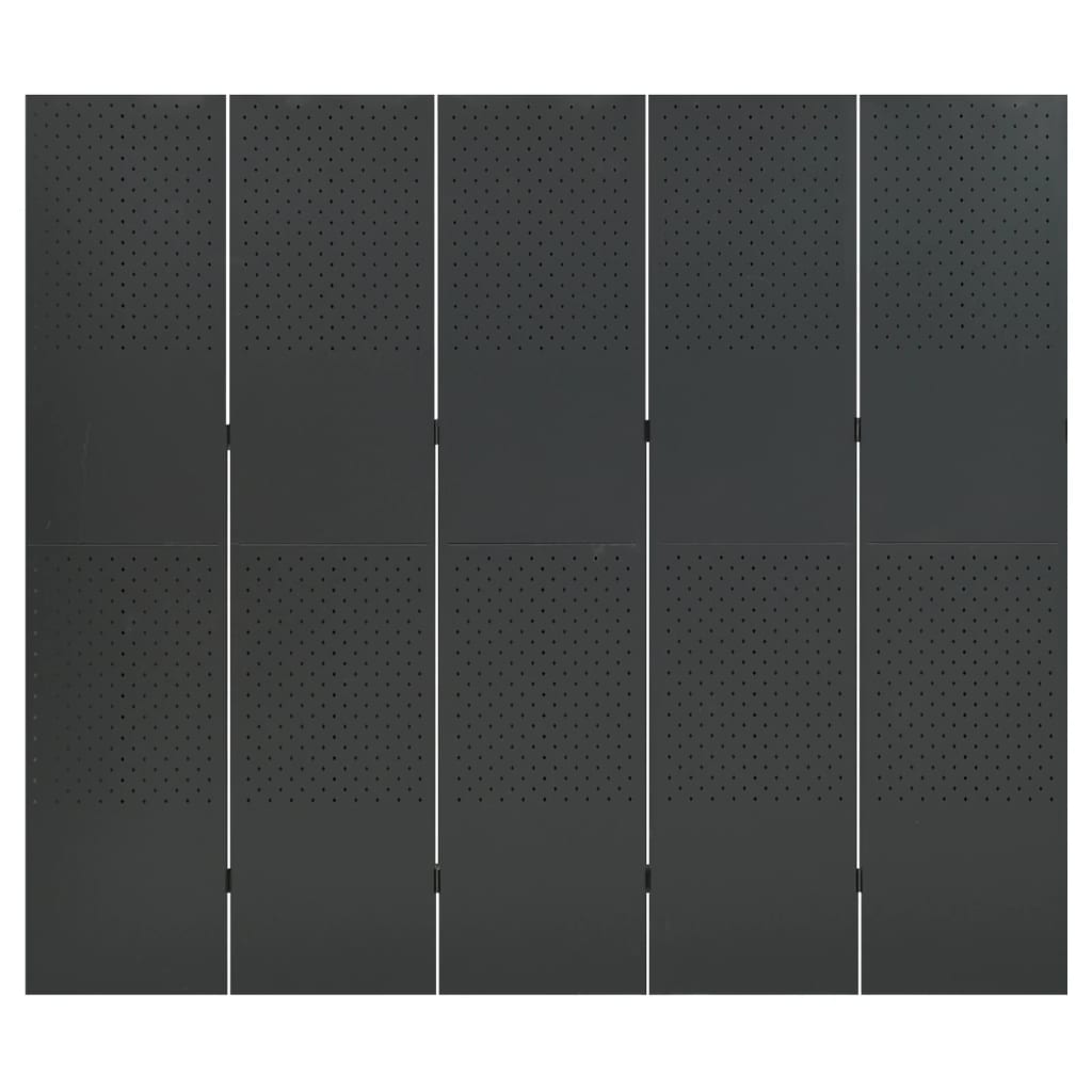 5-tlg. Raumteiler Anthrazit 200x180 cm Stahl