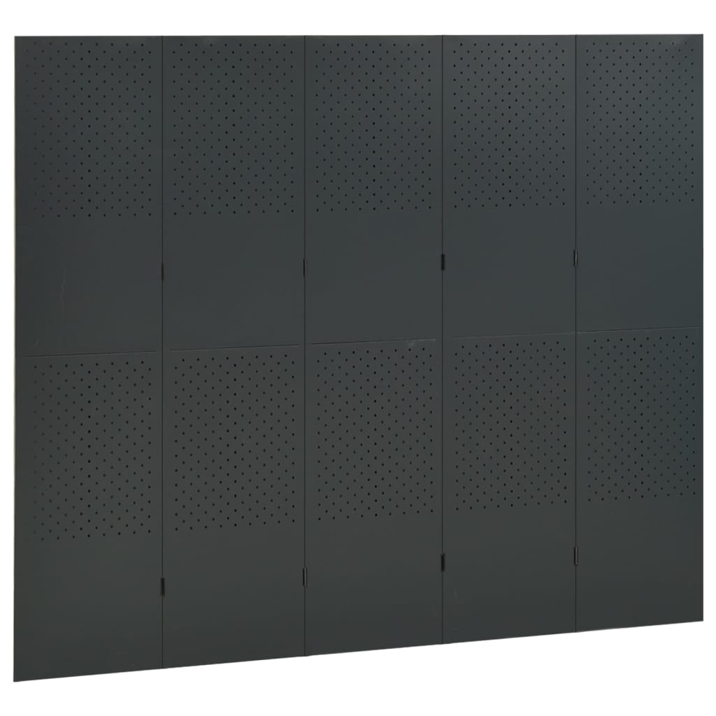 5-tlg. Raumteiler Anthrazit 200x180 cm Stahl