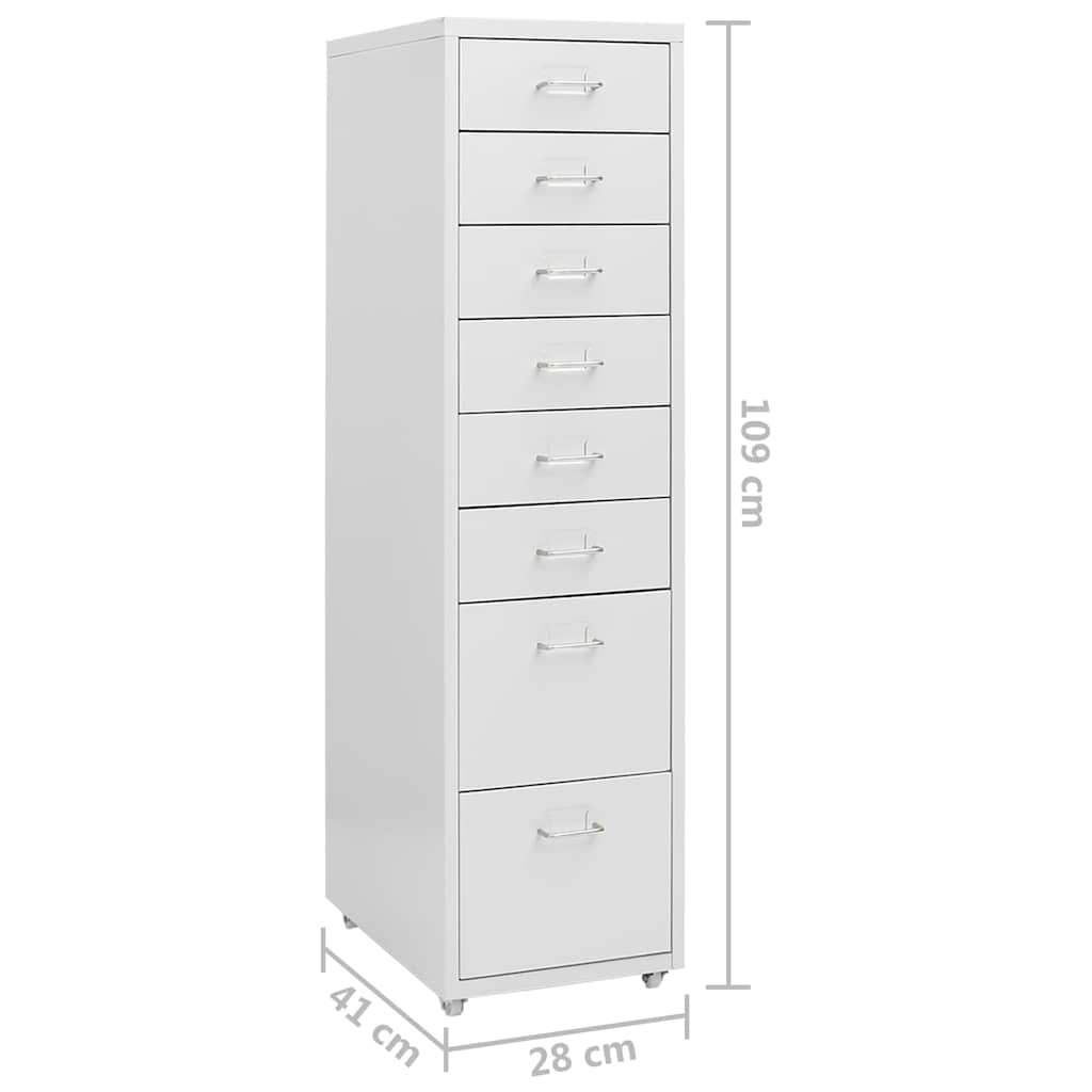 Aktenschrank mit Rollen Grau 28x41x109 cm Metall