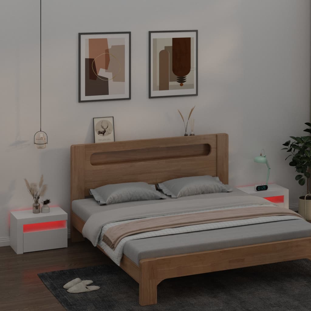 Tables de chevet 2 pièces avec LED Blanc 60x35x40 cm