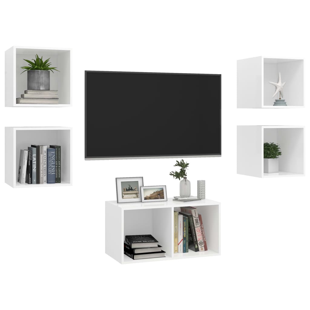 5-tlg. TV-Schrank-Set Weiß Holzwerkstoff