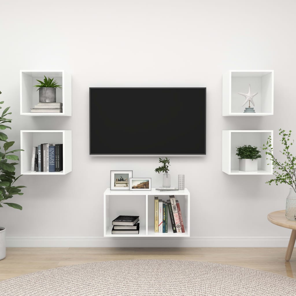 5-tlg. TV-Schrank-Set Weiß Holzwerkstoff