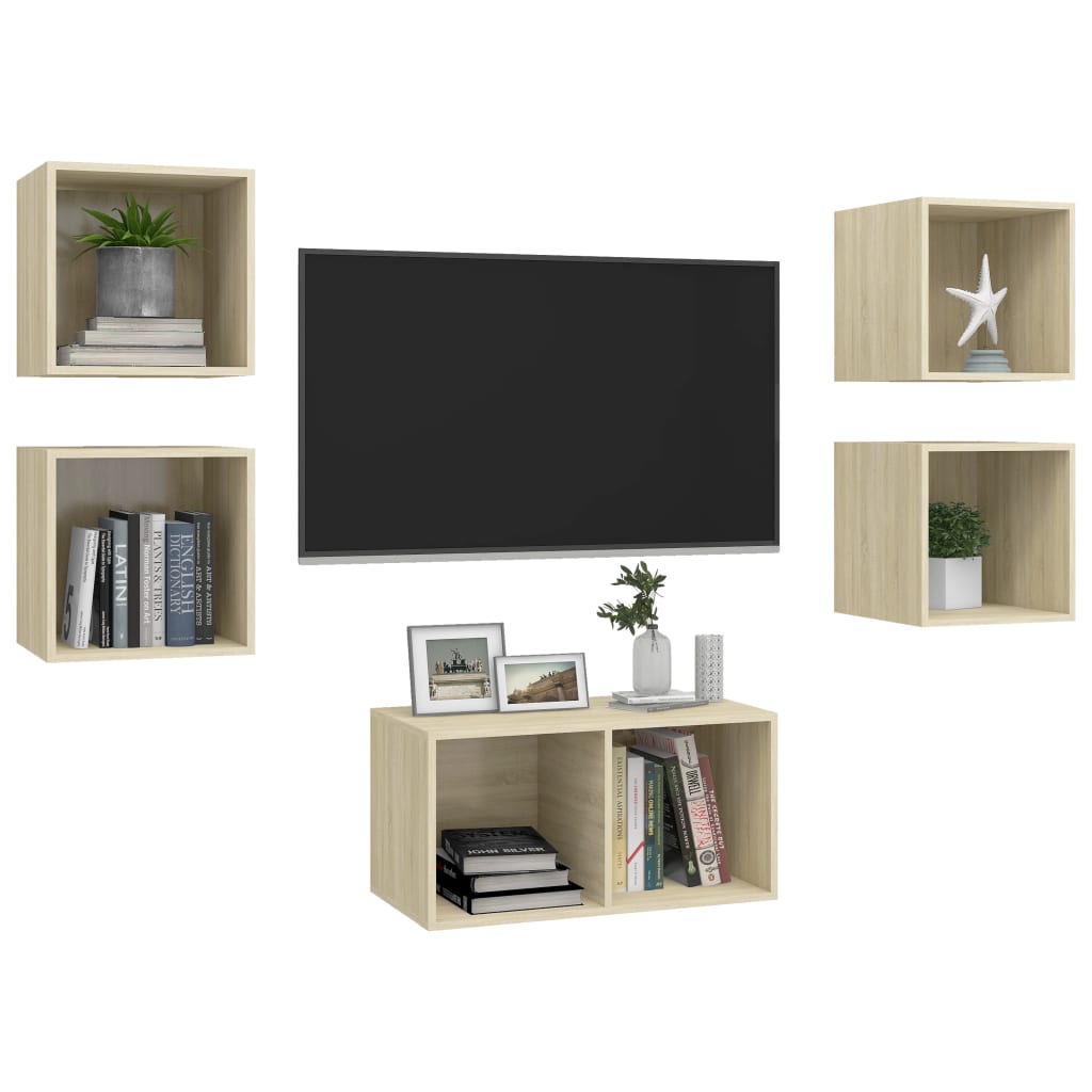 5-tlg. TV-Schrank-Set Sonoma-Eiche Holzwerkstoff