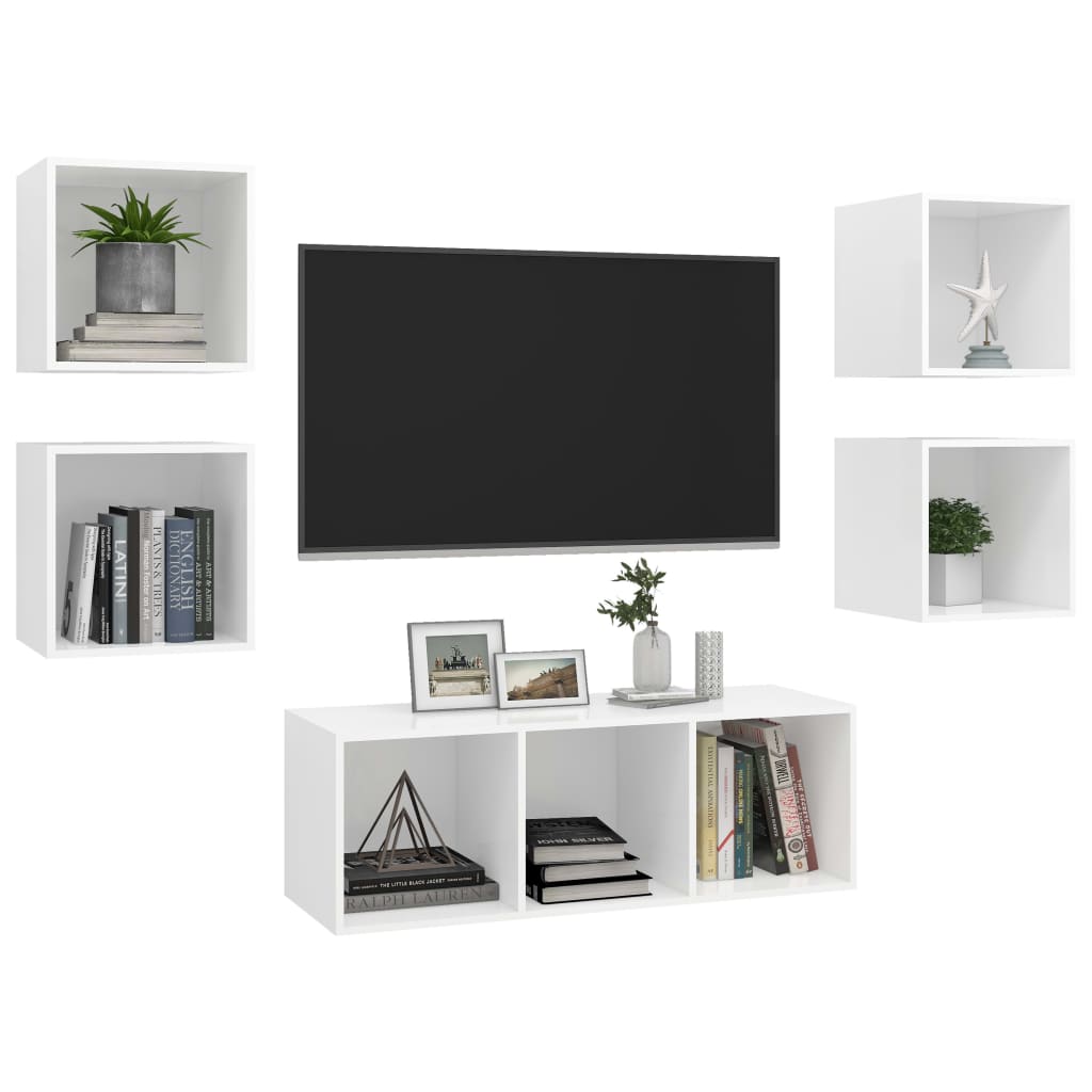 5-tlg. TV-Schrank-Set Weiß Holzwerkstoff