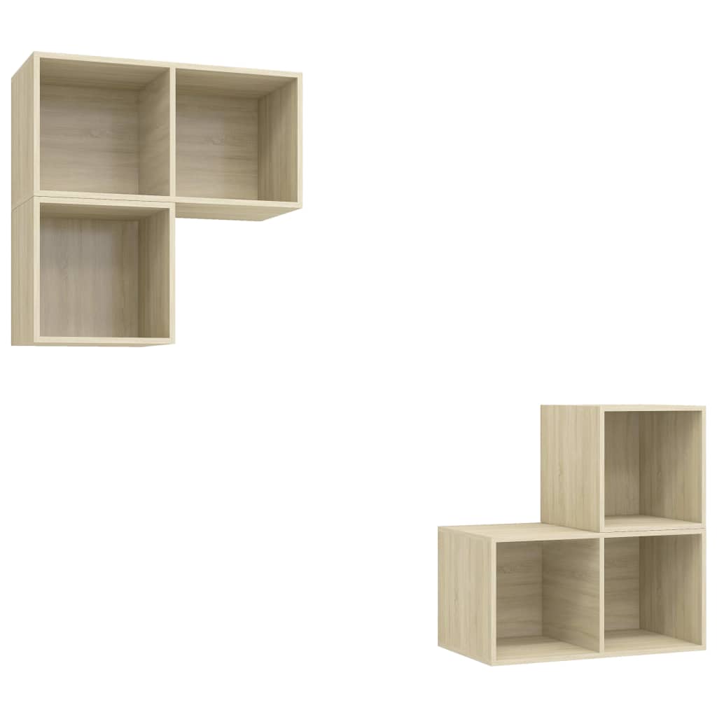 Ensemble de meubles TV 4 pièces en bois de chêne Sonoma