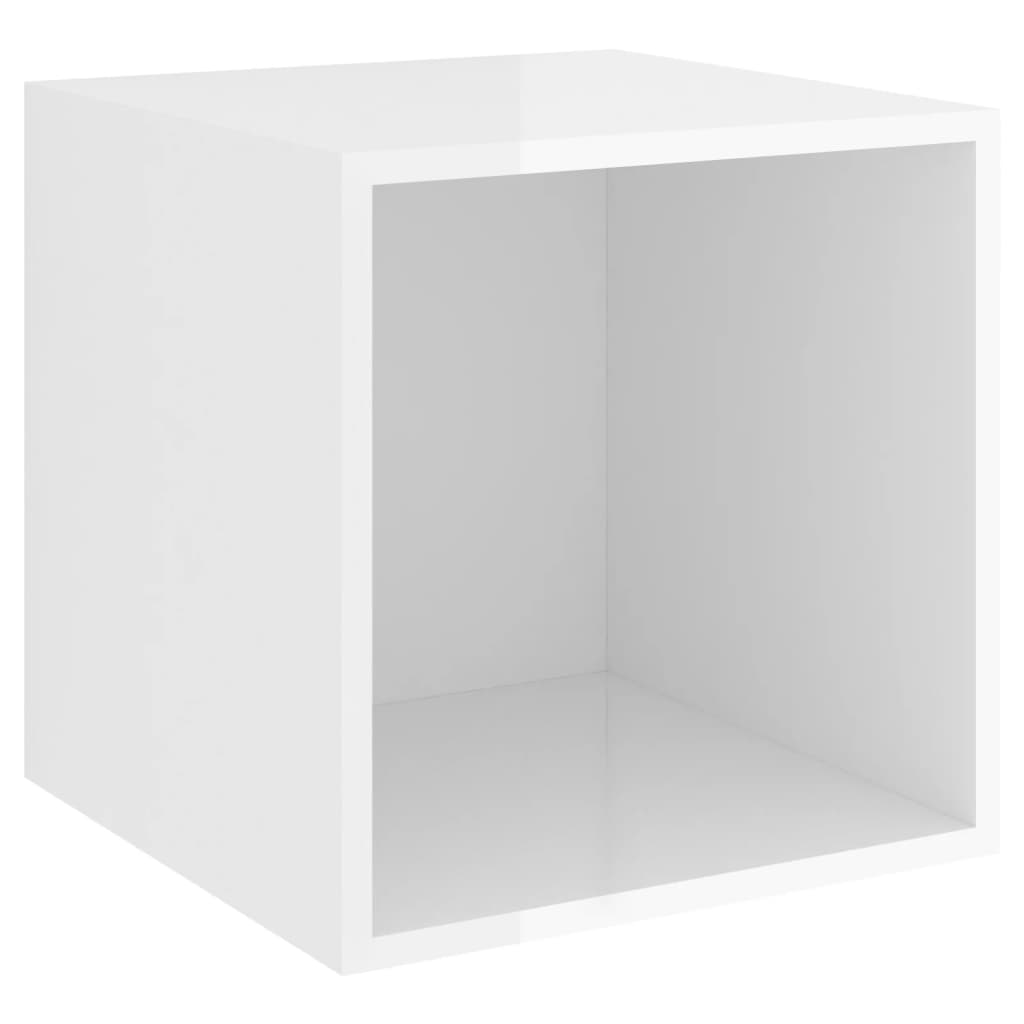 Ensemble de meubles TV 4 pièces, blanc brillant, matériau à base de bois