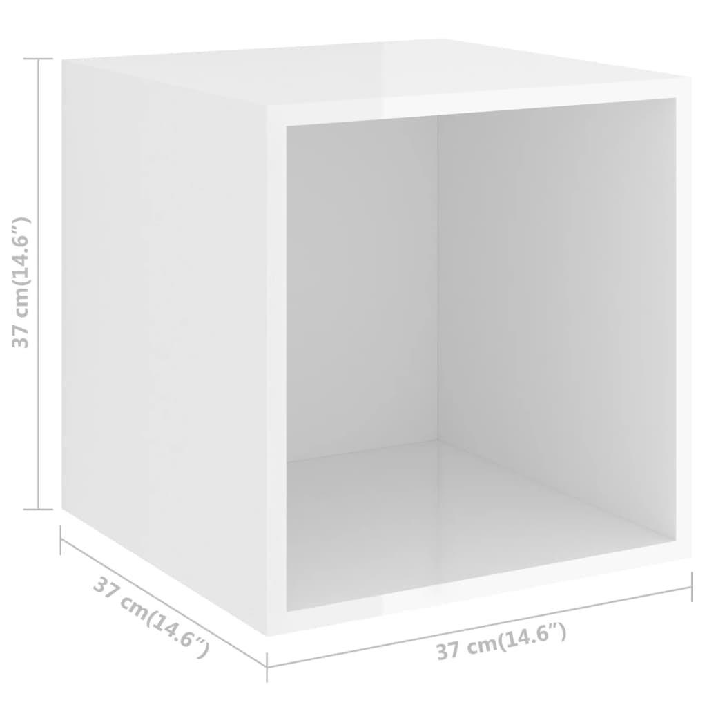 Ensemble de meubles TV 4 pièces, blanc brillant, matériau à base de bois