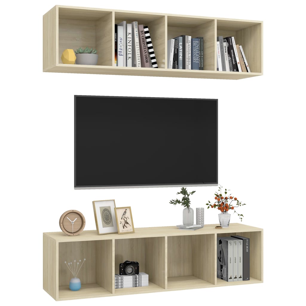 Meubles TV muraux (2 pièces) en chêne Sonoma