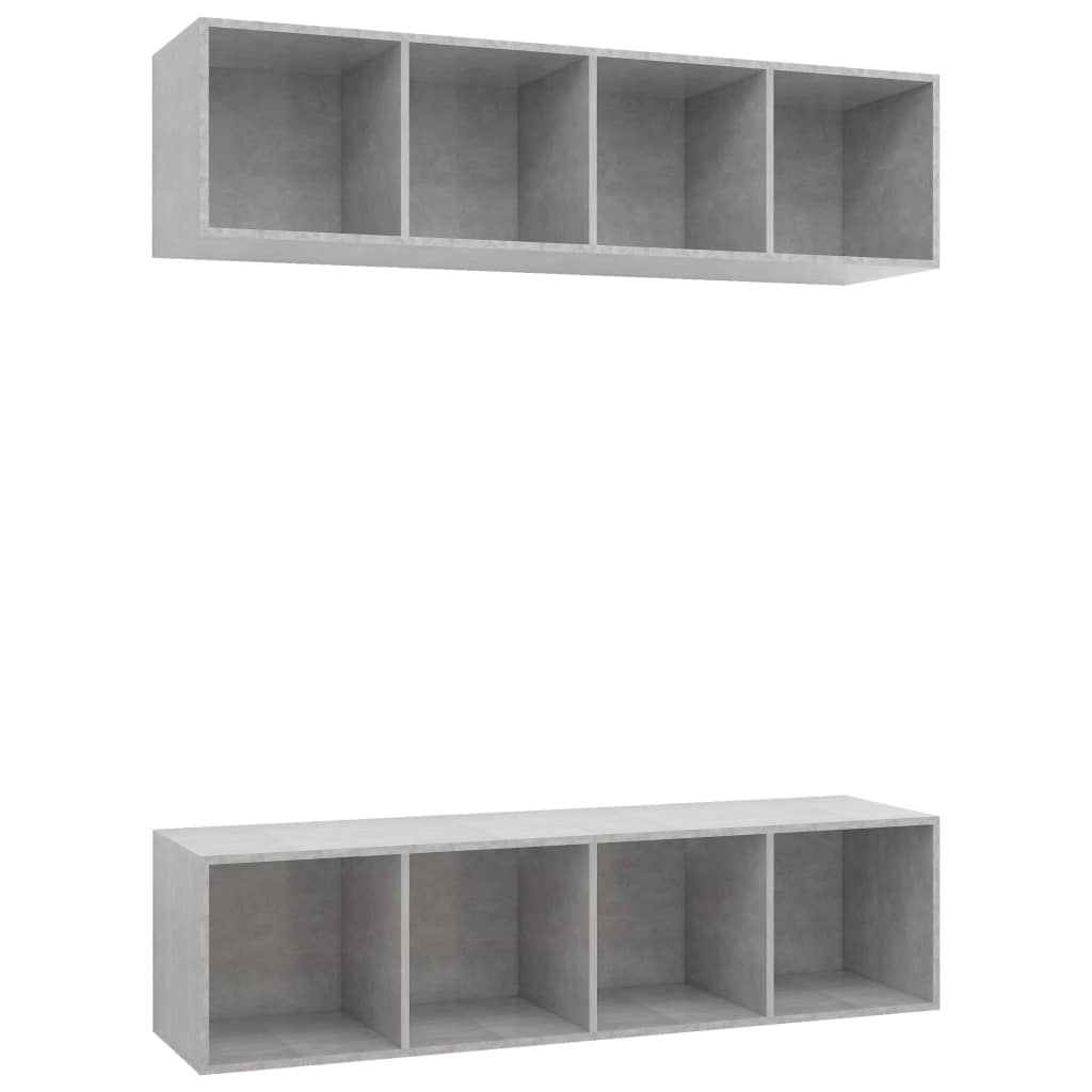 Meubles TV muraux (2 pièces) en bois gris béton