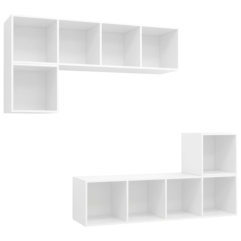 4-tlg. TV-Schrank-Set Weiß Holzwerkstoff