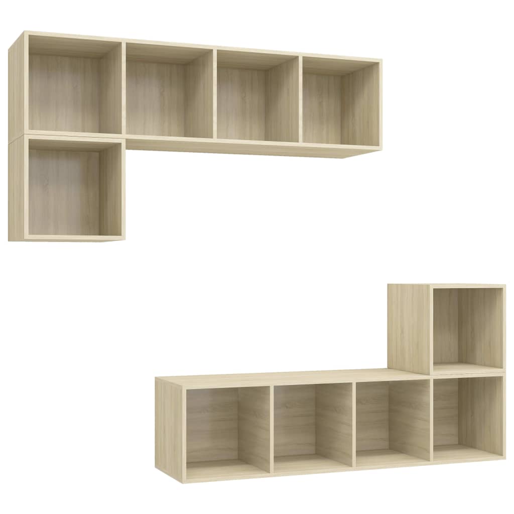 Ensemble de meubles TV 4 pièces en bois de chêne Sonoma
