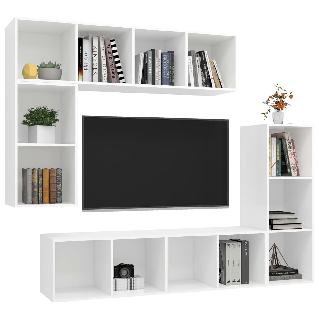 Ensemble de meubles TV 4 pièces en bois blanc