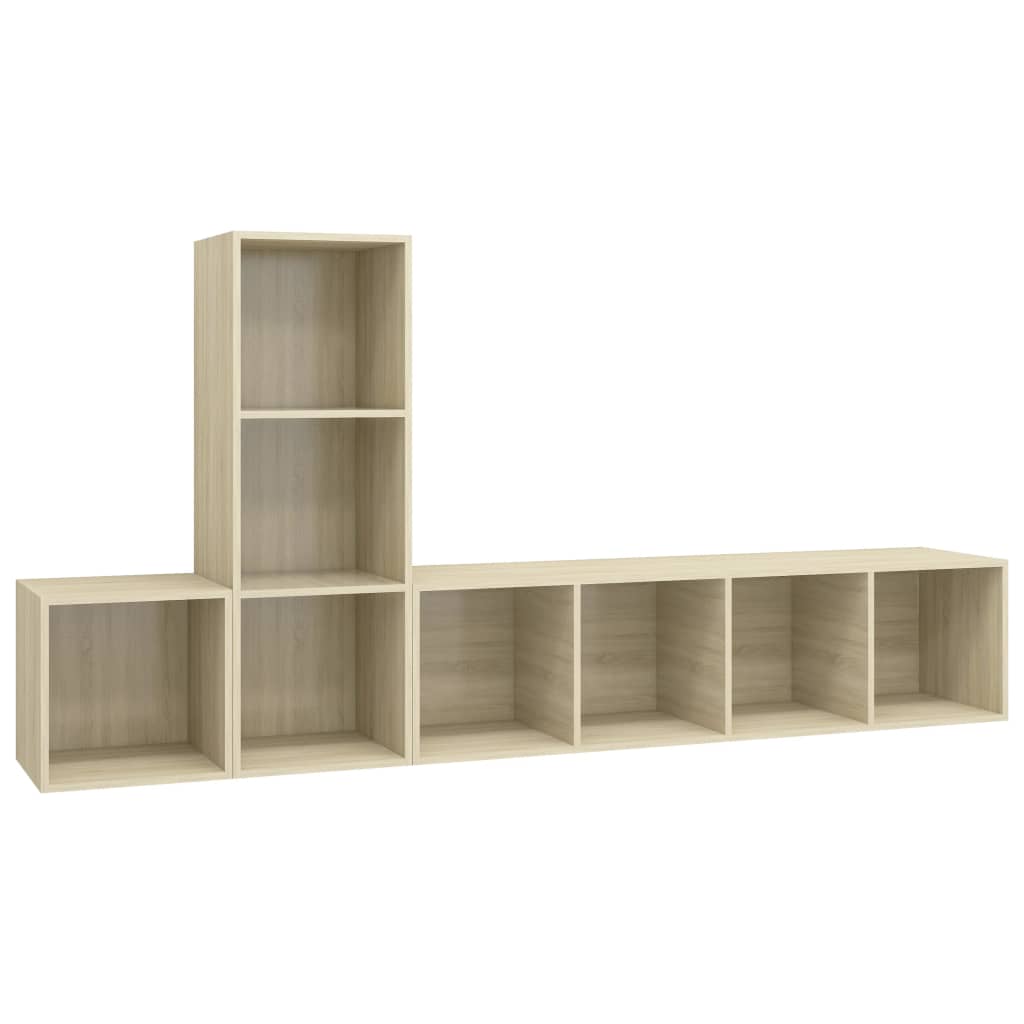 Ensemble de meubles TV 3 pièces en bois de chêne Sonoma
