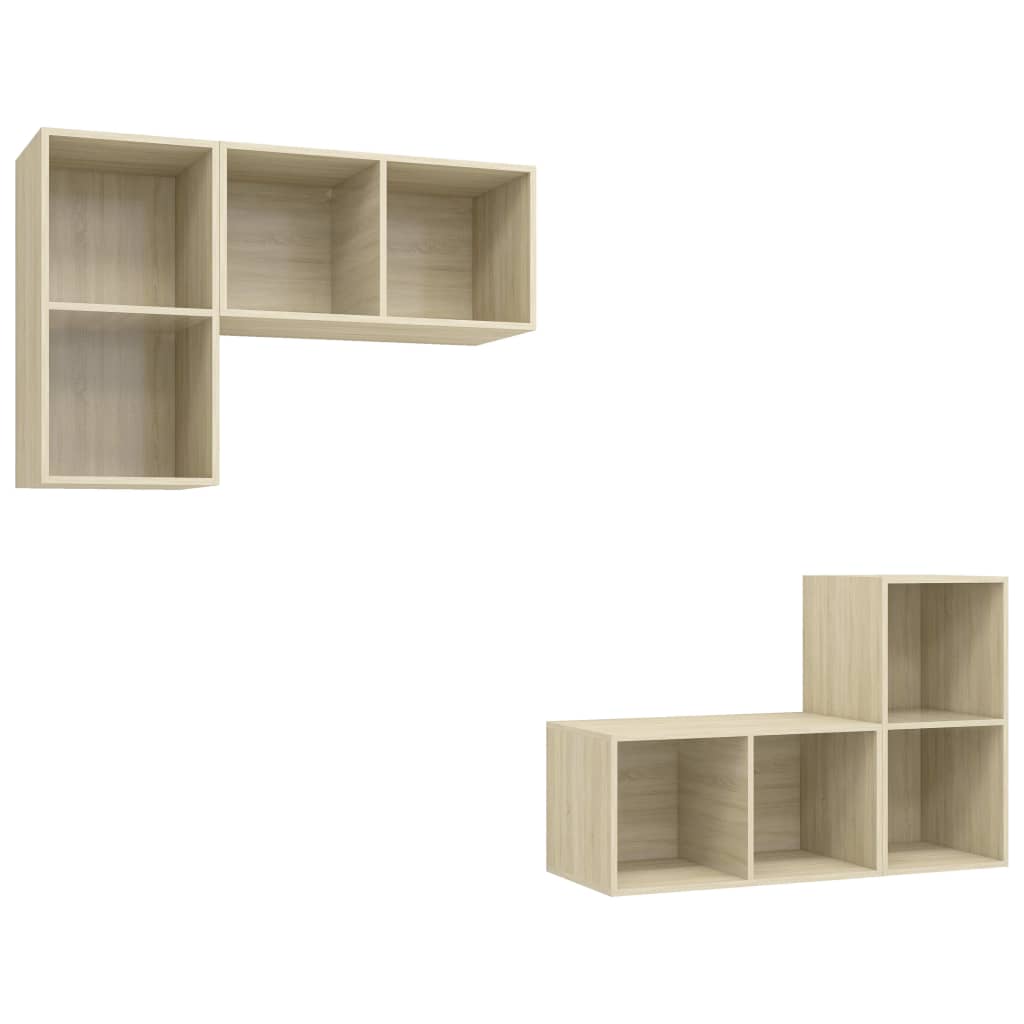 TV wall cabinets 4 pcs. Sonoma oak wood material