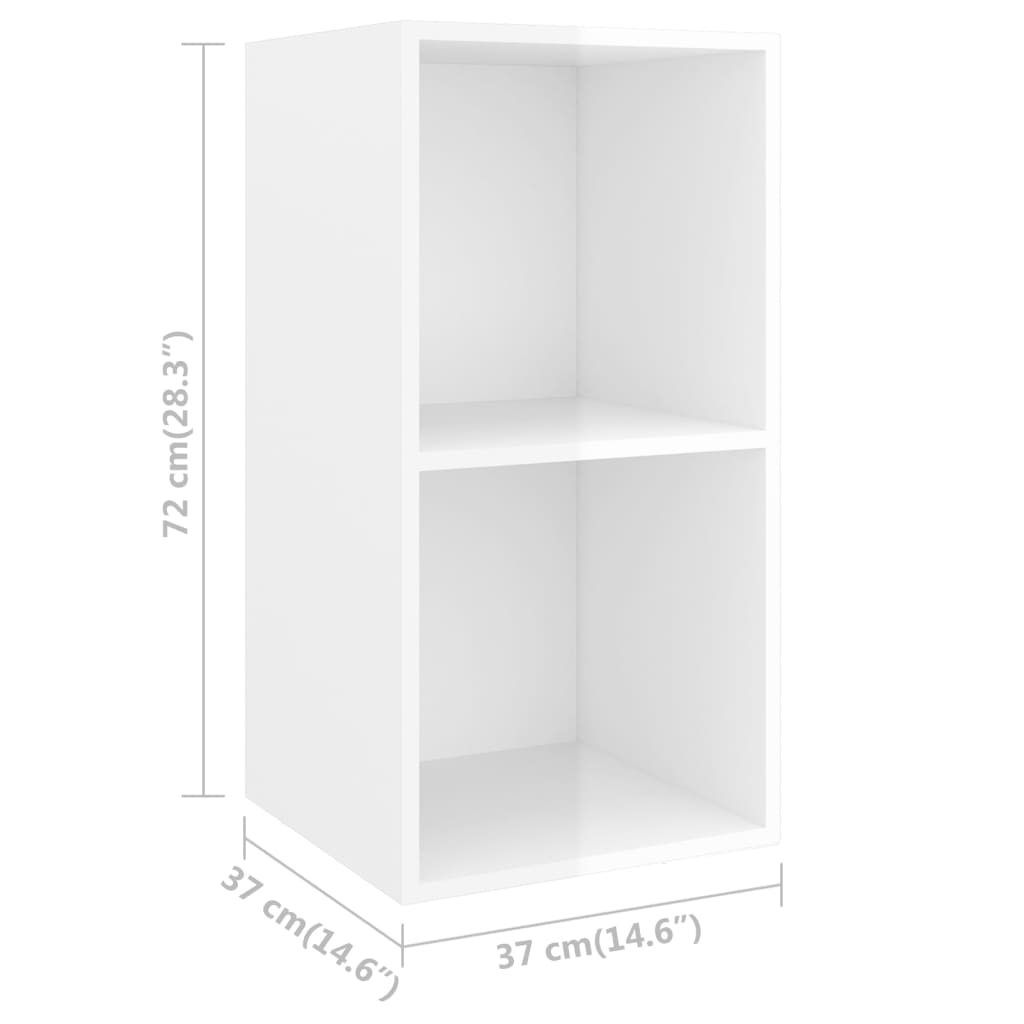 TV wall cabinets 4 pcs. High-gloss white wood material