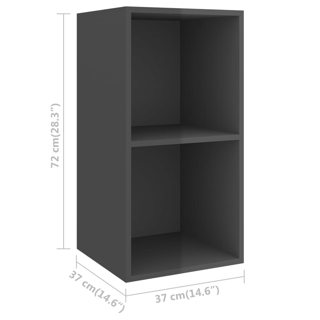 TV wall cabinets 4 pcs. High-gloss grey wood material
