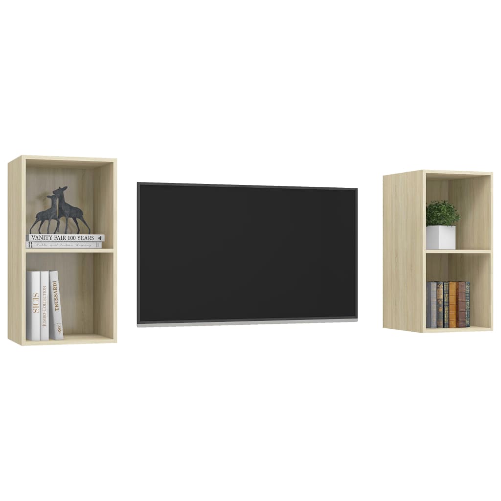 Meubles TV muraux (2 pièces) en chêne Sonoma