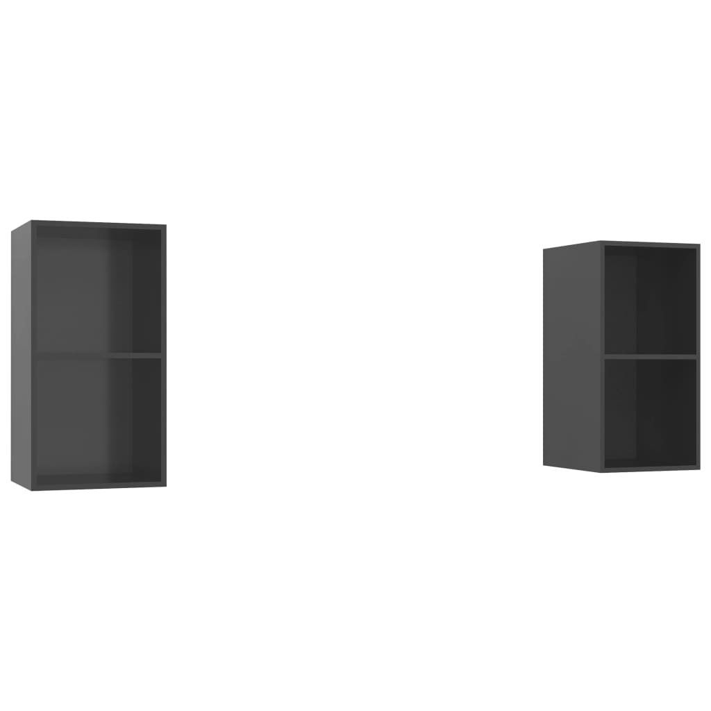 Meubles TV muraux (2 pièces) en bois gris brillant