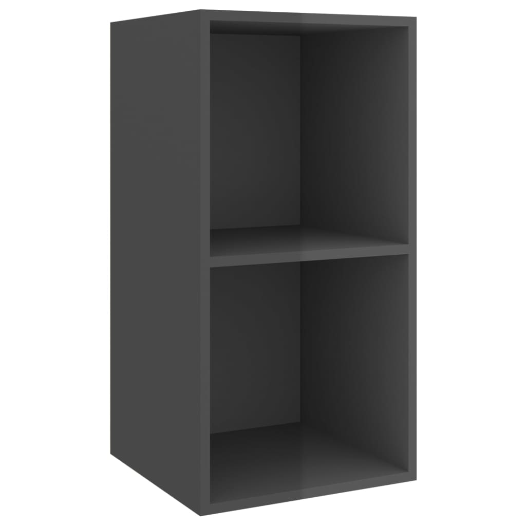 Meubles TV muraux (2 pièces) en bois gris brillant