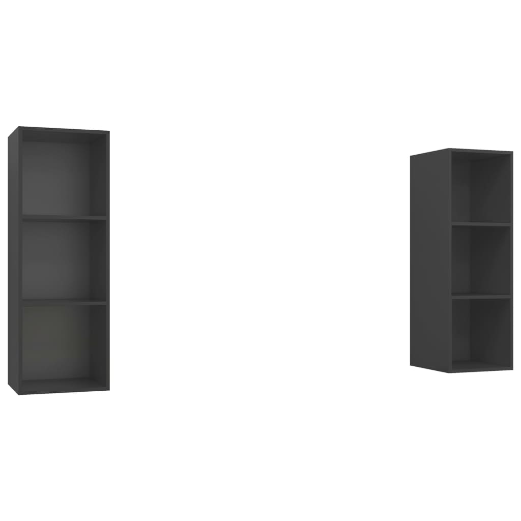 Meubles TV muraux, 2 pièces, en bois gris