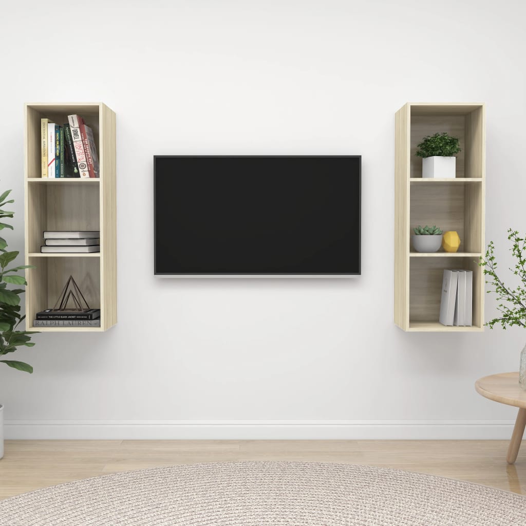 Meubles TV muraux (2 pièces) en chêne Sonoma