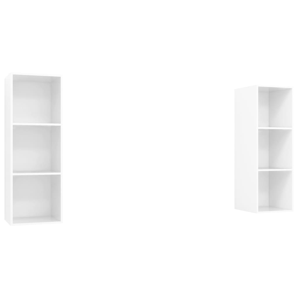 Meubles TV muraux (2 pièces) en bois blanc brillant