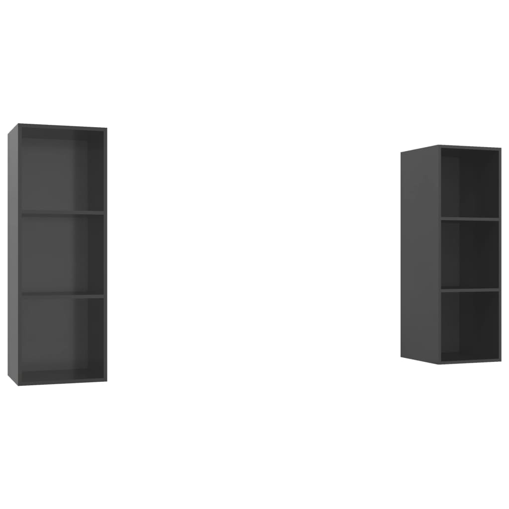 Meubles TV muraux (2 pièces) en bois gris brillant