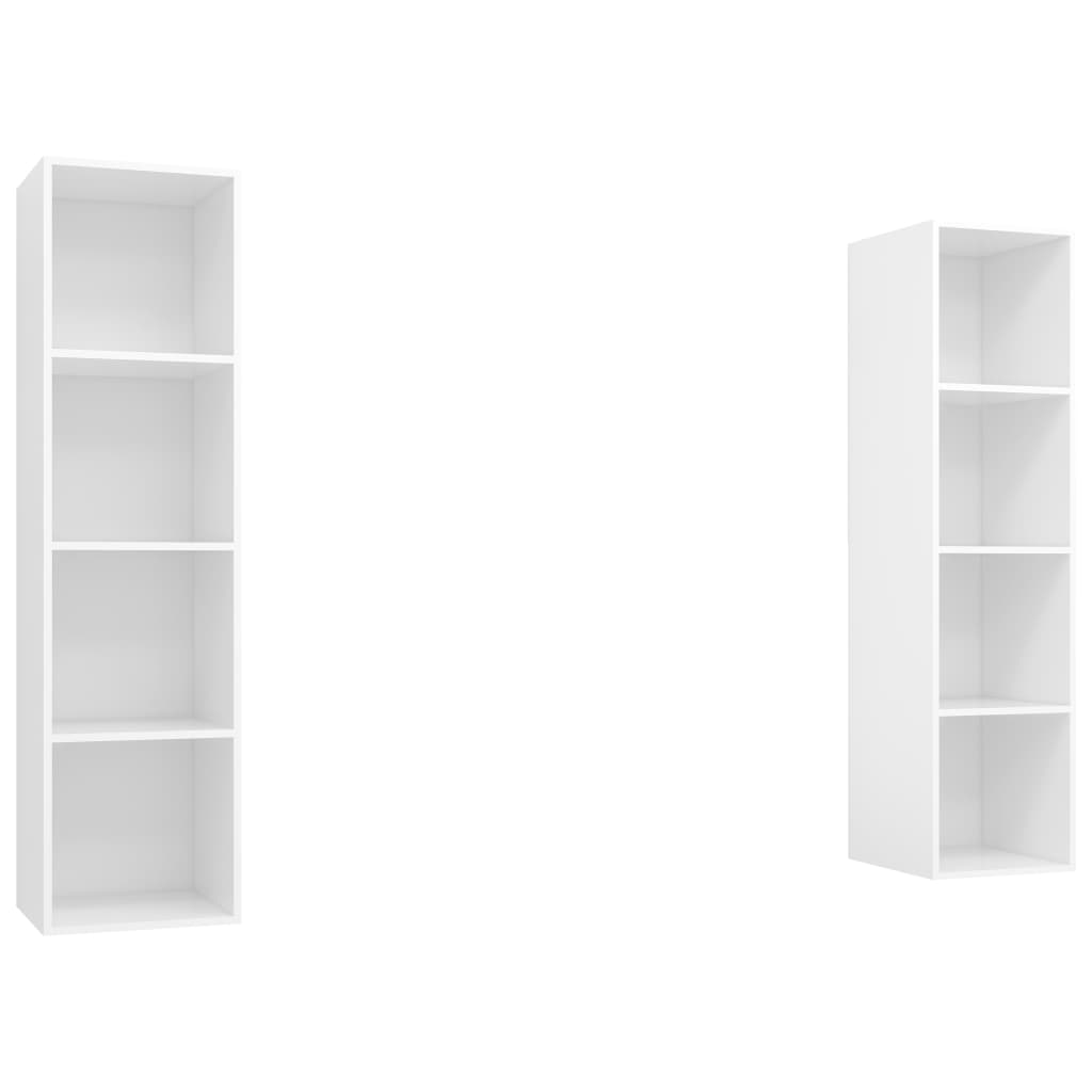 TV wall cabinets 2 pcs. White wood material