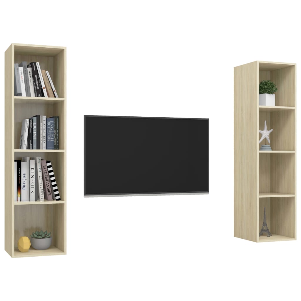 Meubles TV muraux (2 pièces) en chêne Sonoma
