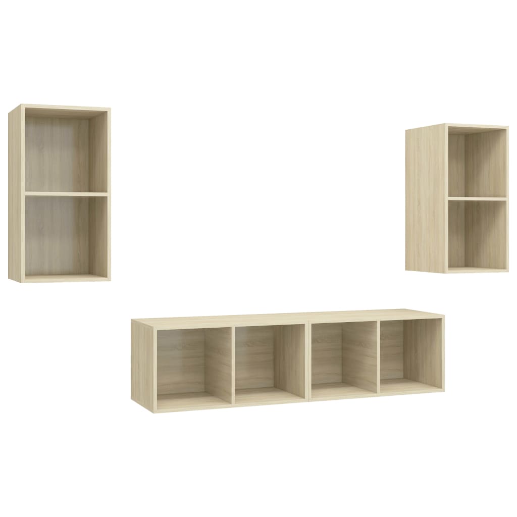 TV wall cabinets 4 pcs. Sonoma oak wood material