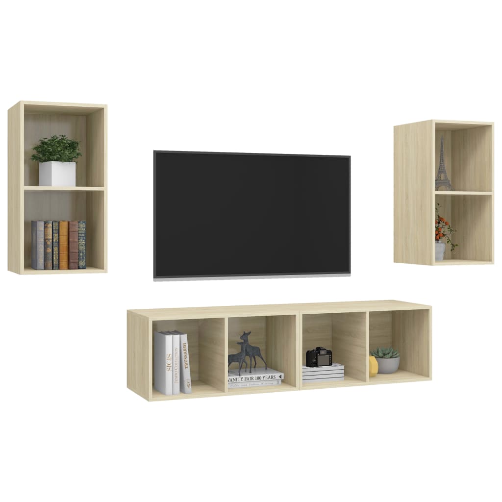 TV wall cabinets 4 pcs. Sonoma oak wood material