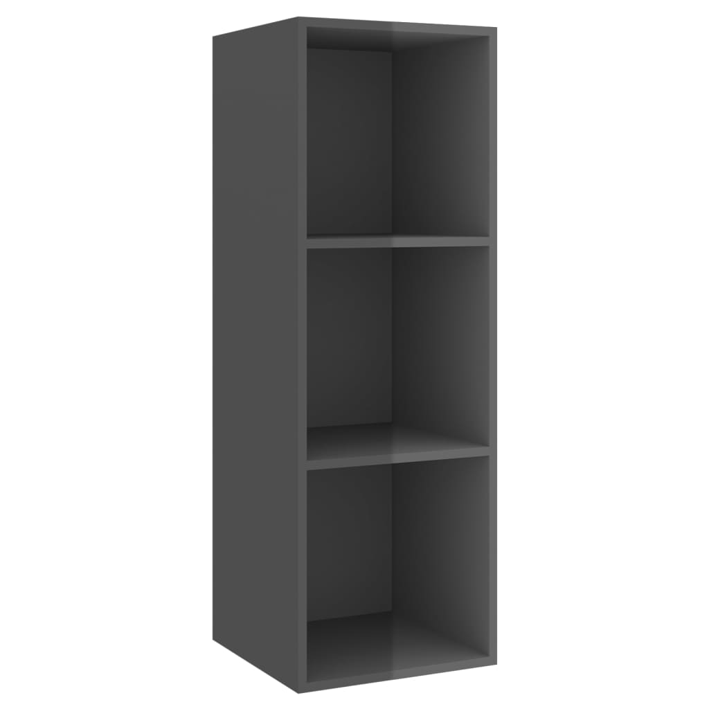 TV wall cabinets 4 pcs. High-gloss grey wood material