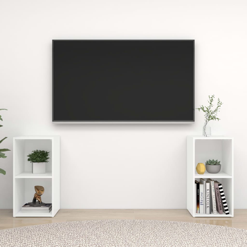 Meubles TV, lot de 2, blanc, 72 x 35 x 36,5 cm, en bois