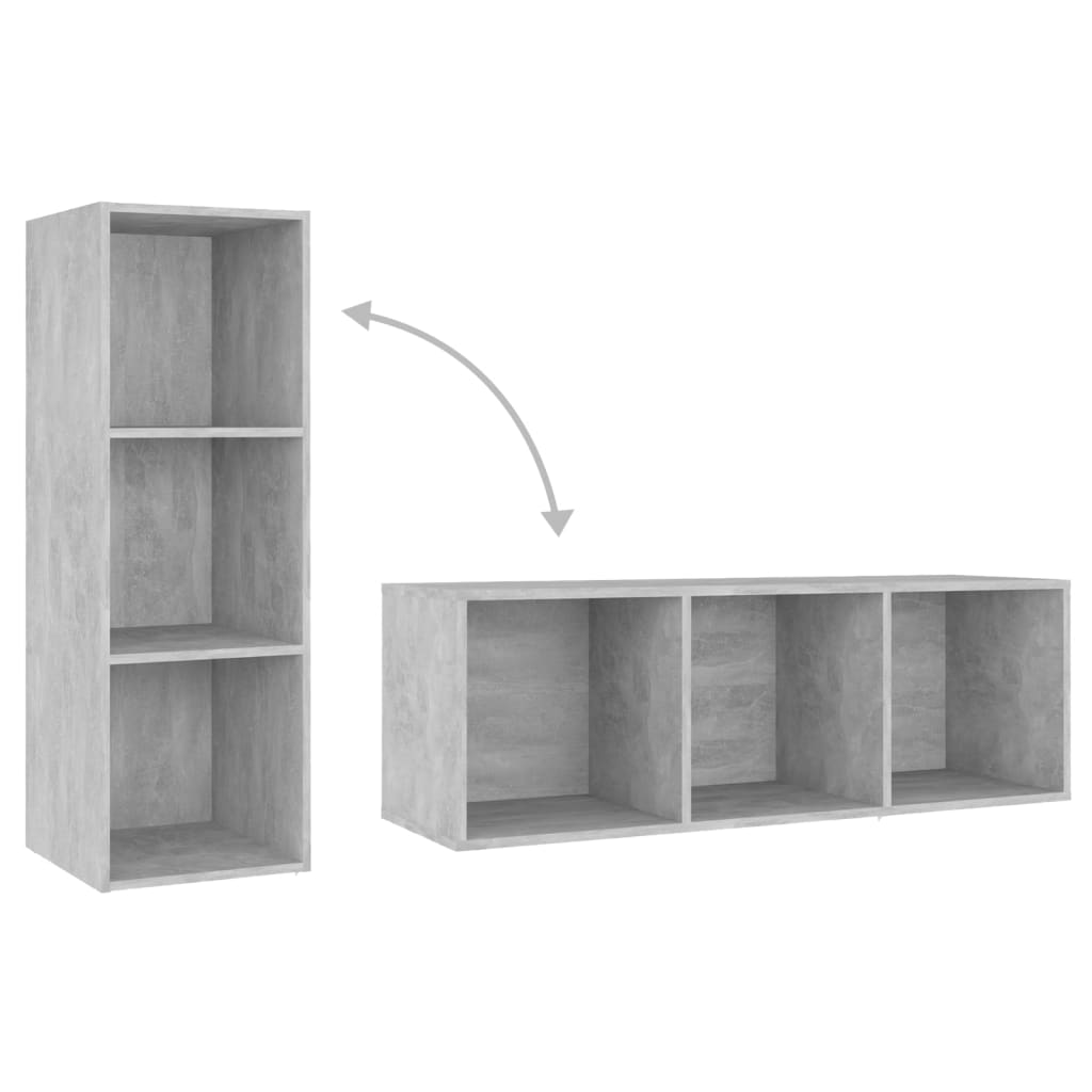 Meubles TV, 4 pièces, gris béton, 107 x 35 x 37 cm, matériau à base de bois