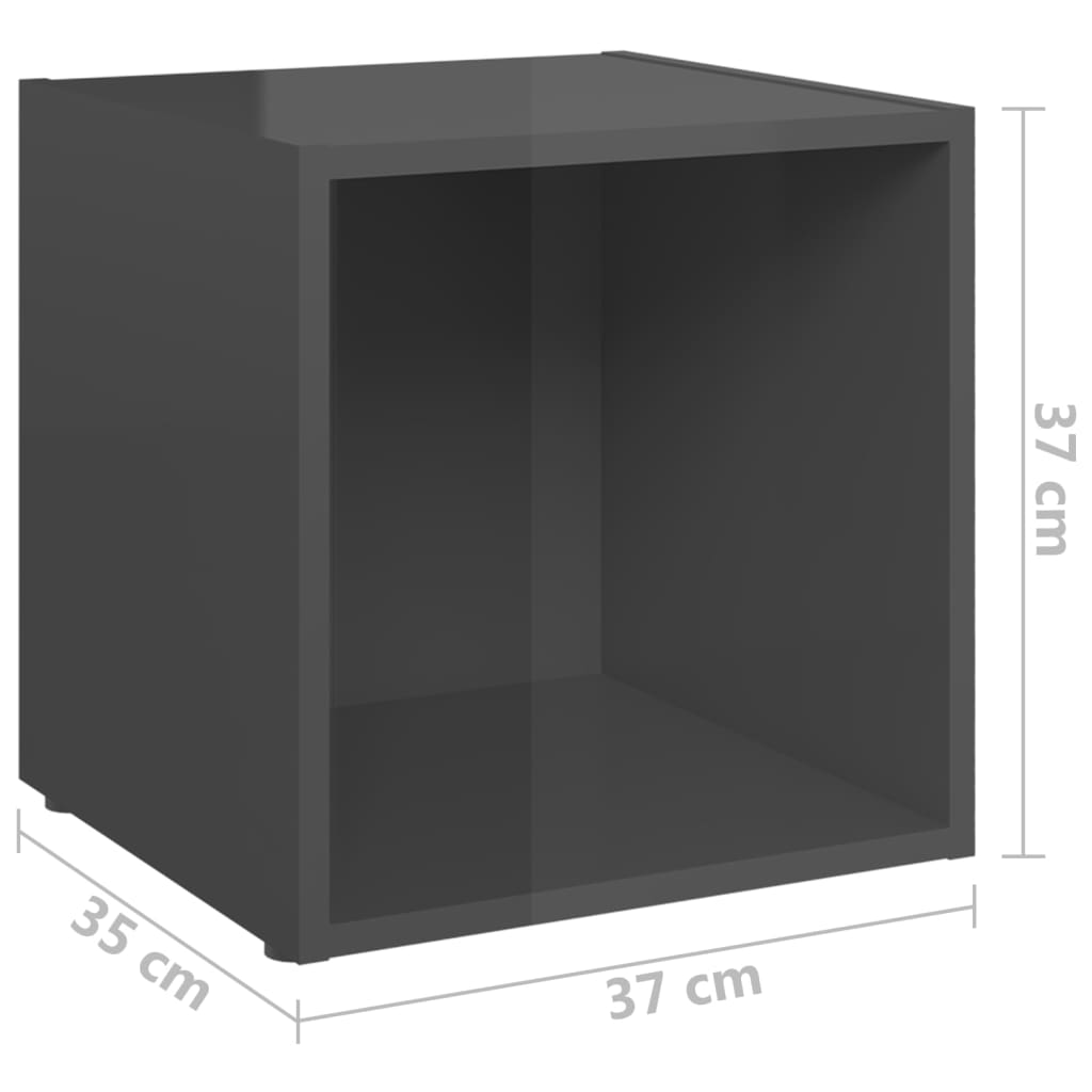 6-piece TV cabinet set, high-gloss grey, wood-based material