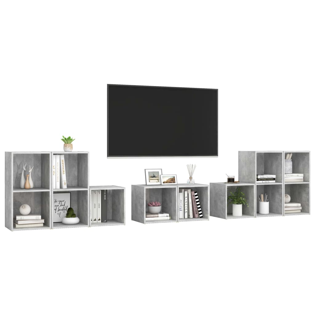 Ensemble de meubles TV 8 pièces en béton gris à base de bois
