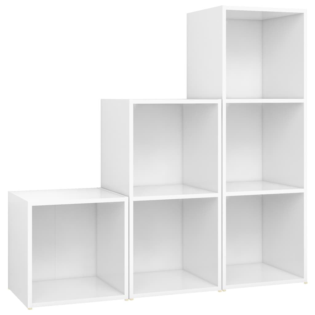 Ensemble de meubles TV 3 pièces en bois blanc