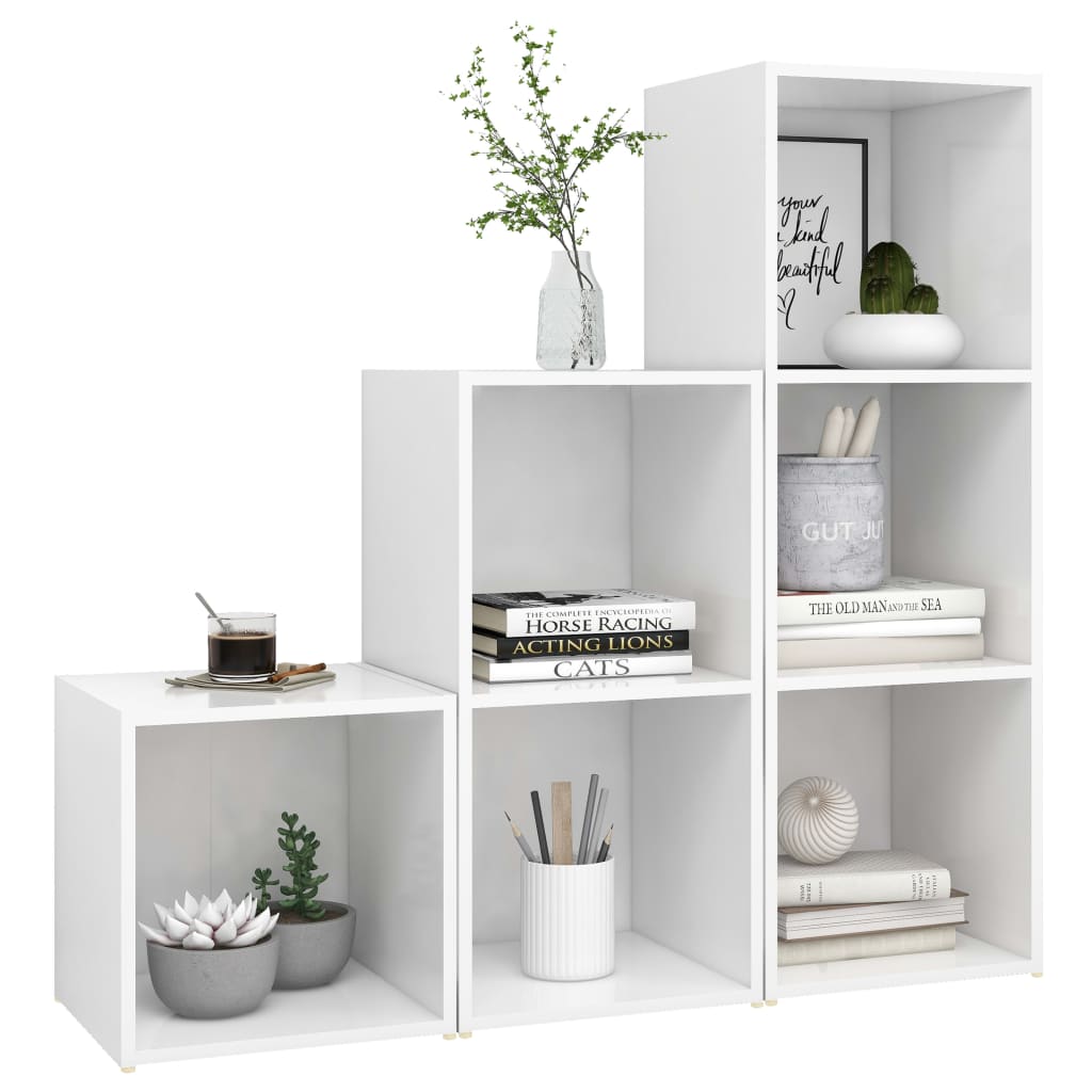 Ensemble de meubles TV 3 pièces en bois blanc