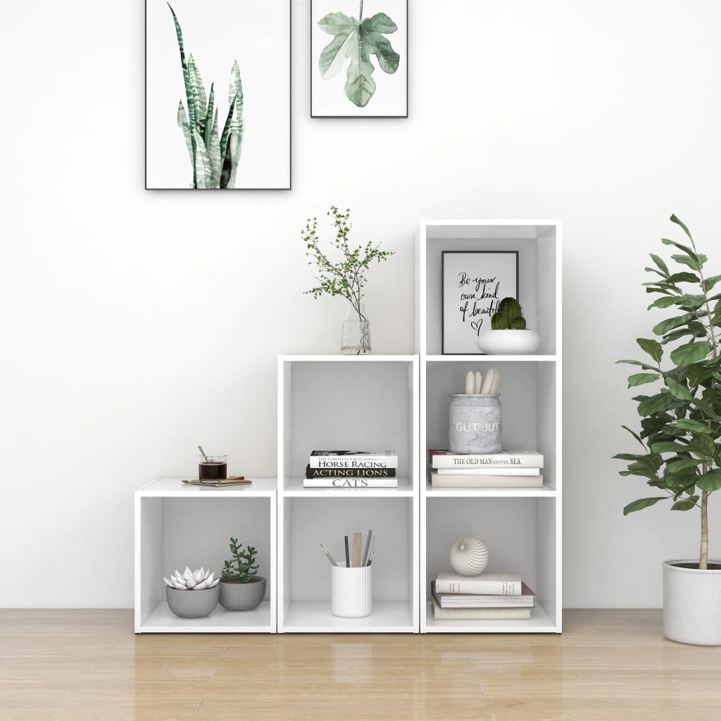 Ensemble de meubles TV 3 pièces en bois blanc