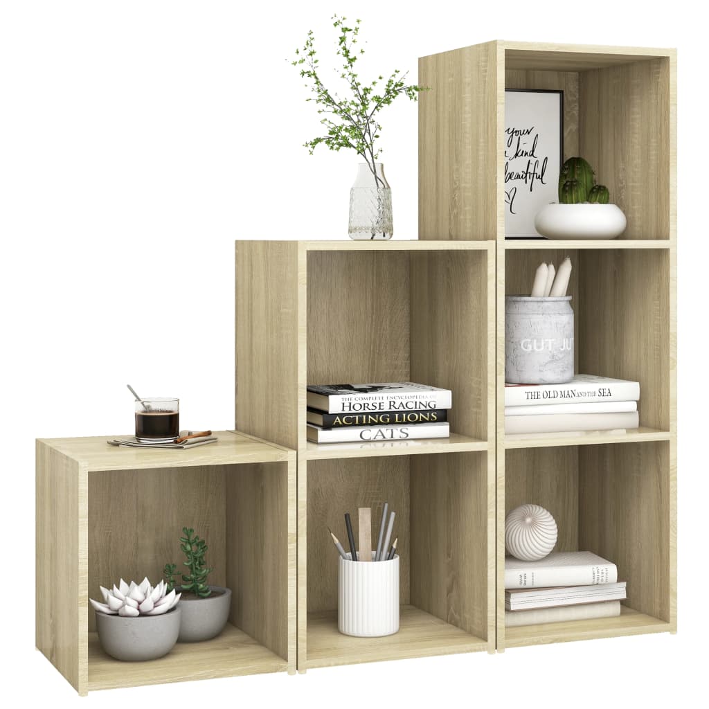 Ensemble de meubles TV 3 pièces en bois de chêne Sonoma