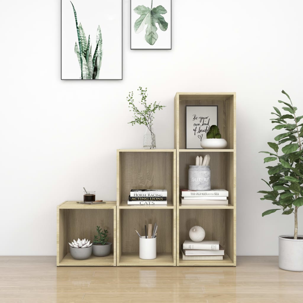 Ensemble de meubles TV 3 pièces en bois de chêne Sonoma