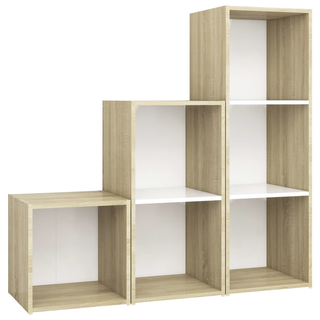 Ensemble de meubles TV 3 pièces en bois de chêne Sonoma blanc